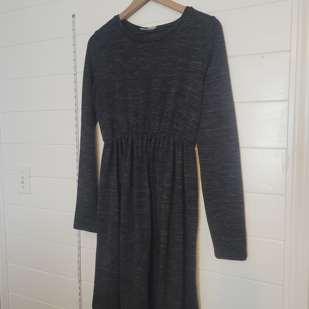 Charcoal Long-sleeved Maternity Dress